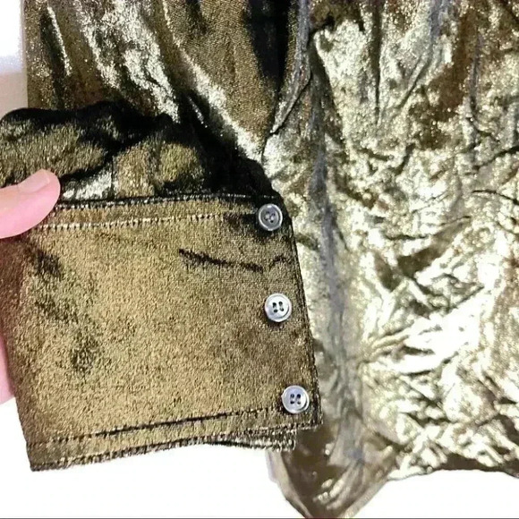 NEW Frame Metallic Gold Neck Tie Blouse - Picture 7 of 10